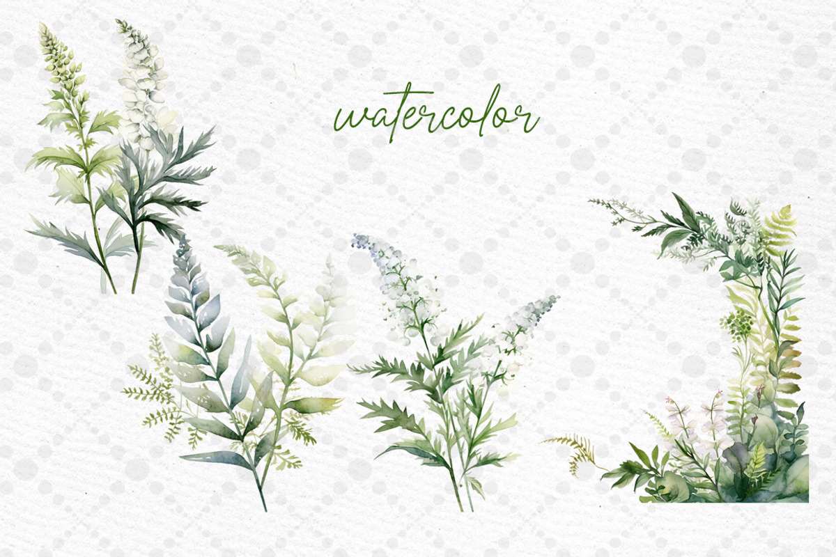 Greenery Watercolor Clipart Greenery, a Decorative Illustration by LeCoqDesign (Photo 2 of 5)