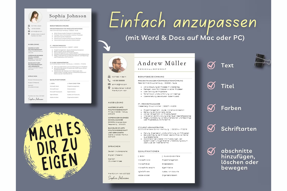Bewerbungsvorlagen Word Lebenslauf, a Resume Template by Climbwithelevator (Photo 5 of 10)