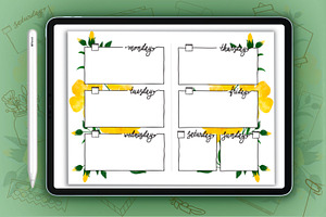 Digital Planner Template Floral Line