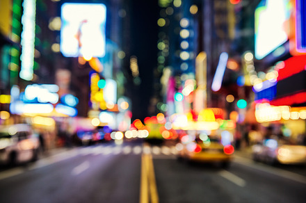 Blurred street illumination in city, a Transportation Photo by New York Art Store