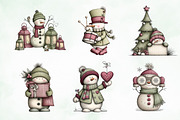 Whimsical Christmas Snowman Clipart, an Illustration by Creative Art (Thumbnail 3 of 8)