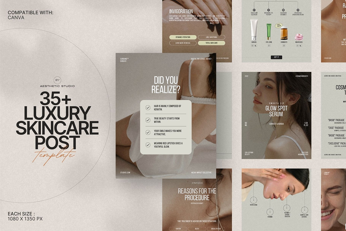 Skincare Post Templates in Canva