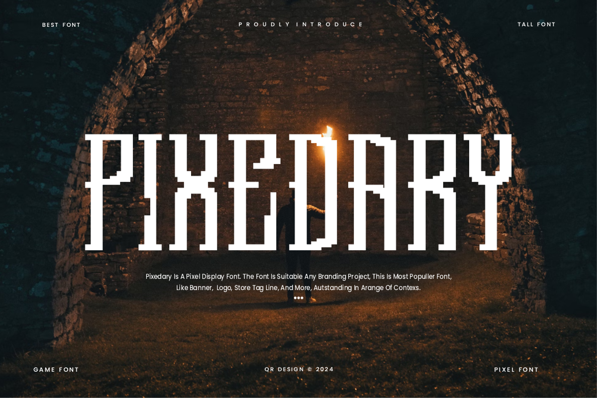 Pixedary - Pixel Font, a Serif Font by QR Design Studio (Photo 1 of 6)