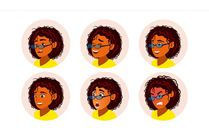 African Black Woman Avatar Vector