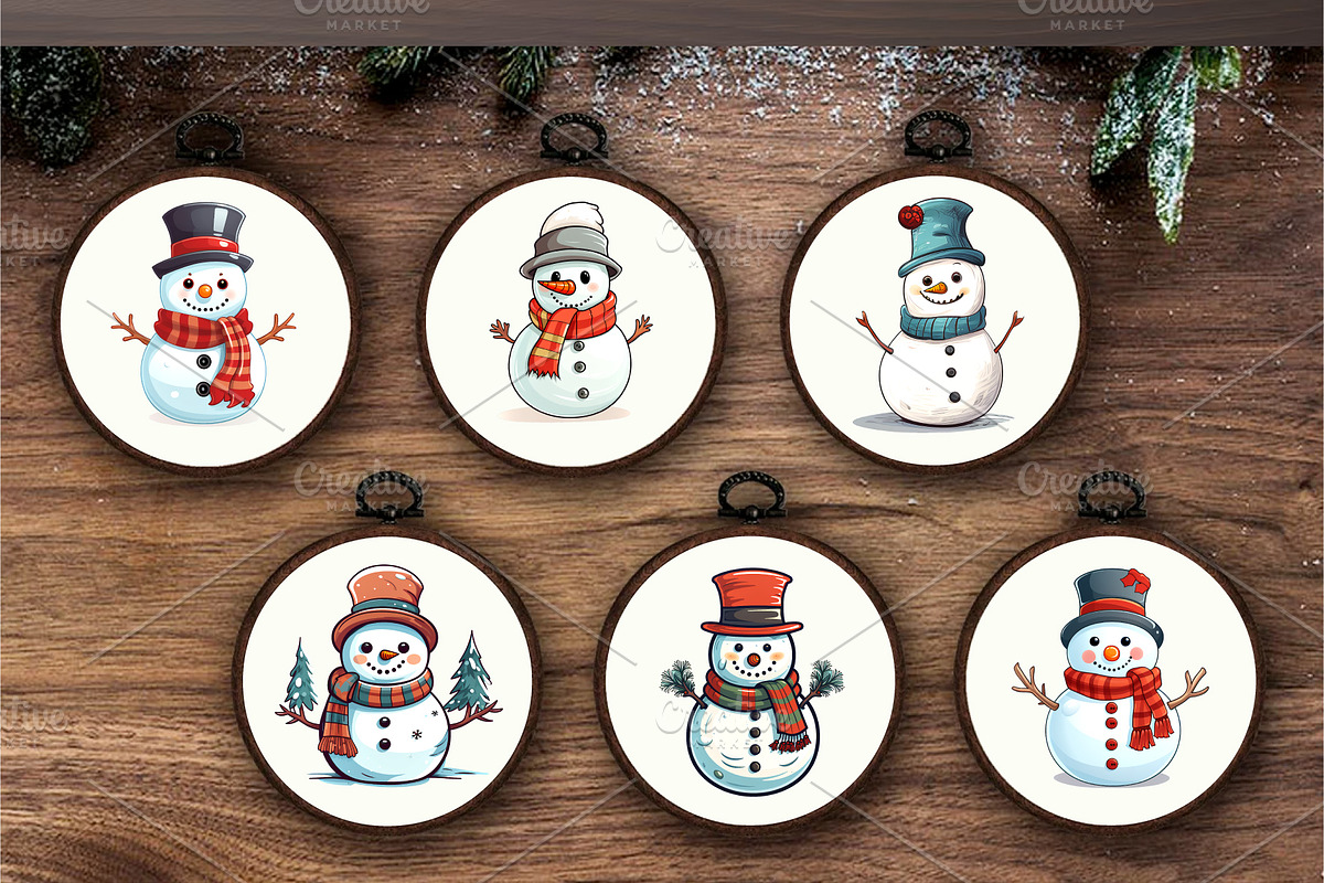 Cartoon Christmas Snowmans. PNG, an Animal Illustration by KENO Mascots (Photo 7 of 8)