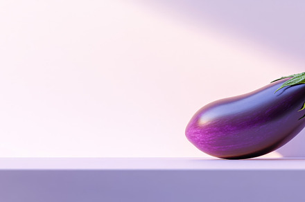 Minimalist Eggplant on a Purple Background, an Abstract Photo by Natalia Klenova's Shop