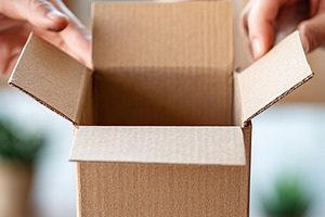 Hands hold open packaging revealing its contents in a lively environment filled, a Photo by AlyaAnd