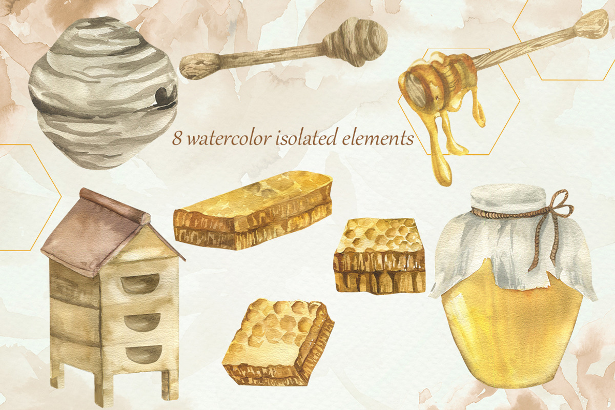 Honey watercolor collection, a Food Illustration by Pegion art shop (Photo 2 of 13)