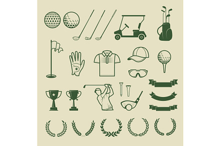 Golf tools. Sport elements set stick, a Graphic by Onyx