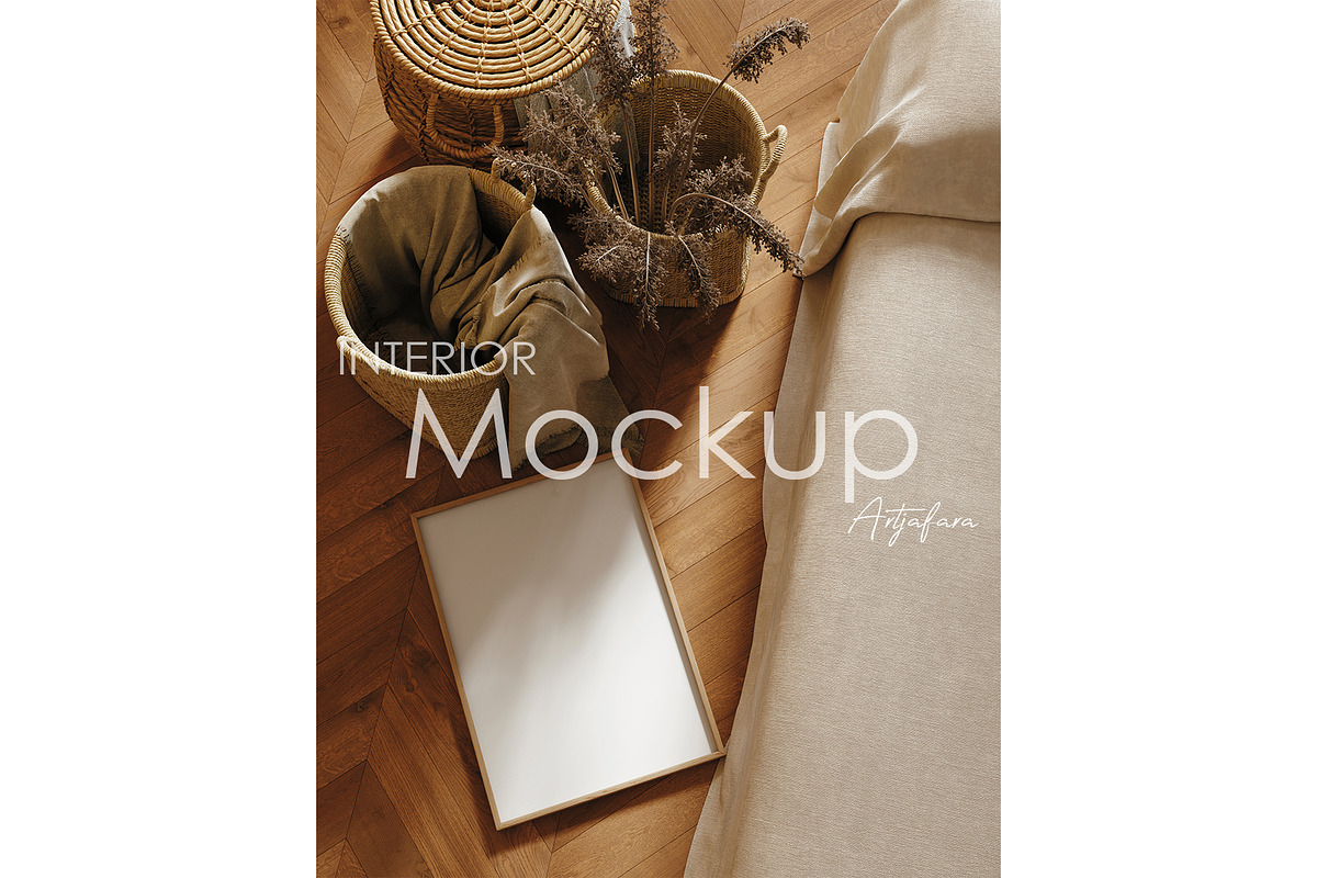 Frame mockup in home interior, a Marketing Template by Artjafara