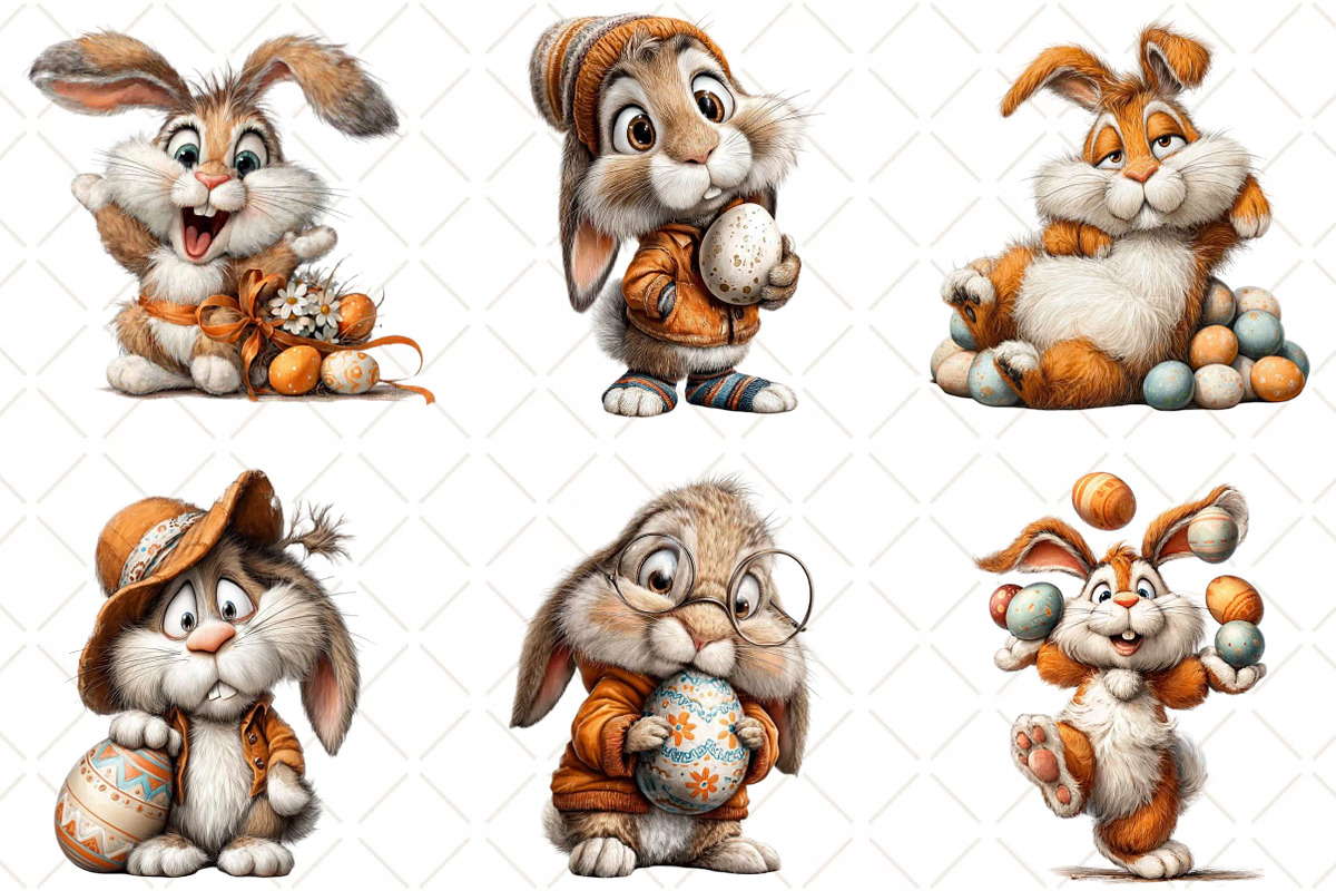 Quirky Bunny With Easter Egg Clipart, an Illustration by Black Bird Studio (Photo 2 of 6)