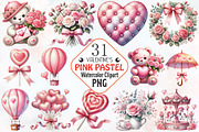 Pink pastel Valentine's day Clipart, an Illustration by RobertsArt (Thumbnail 1 of 7)