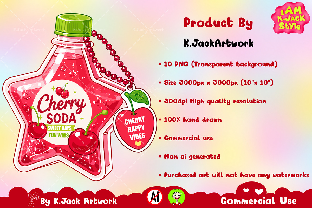 Cute Cherry Soda Clipart PNG, a Food Illustration by K.JackArtwork (Photo 4 of 4)