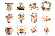 Watercolor Spring Boho Clipart, an Illustration by DreamArtGraphic (Thumbnail 3 of 4)