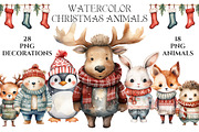 Watercolor Christmas Animals, an Animal Illustration by Evgeniia (Thumbnail 1 of 5)