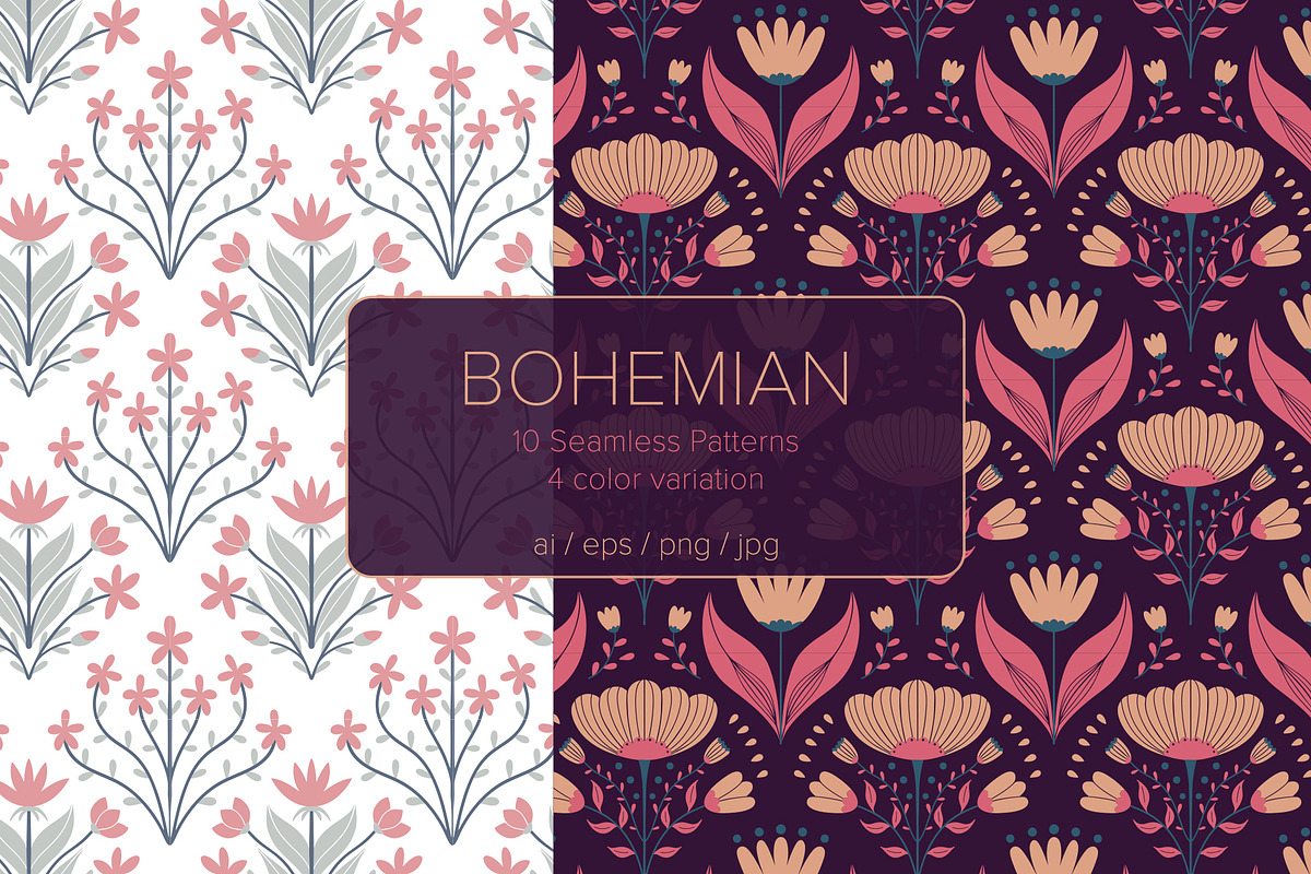 Bohemian Floral Pattern Collection, a Graphic by Asya Melkonyan Patterns (Photo 1 of 15)