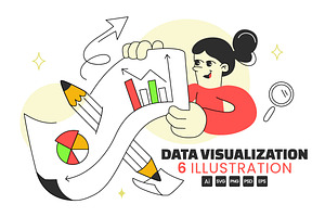 6 Data Visualization Illustration, an Object Illustration by denayunebgt