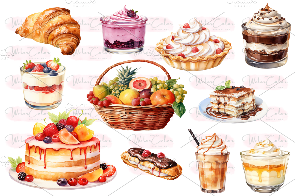 Dessert Delights Collection Clipart, a Food Illustration by Watercolor Digital (Photo 4 of 9)