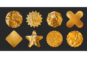 Gold foil sticker with crumpled, an Object Illustration by art PVP - market