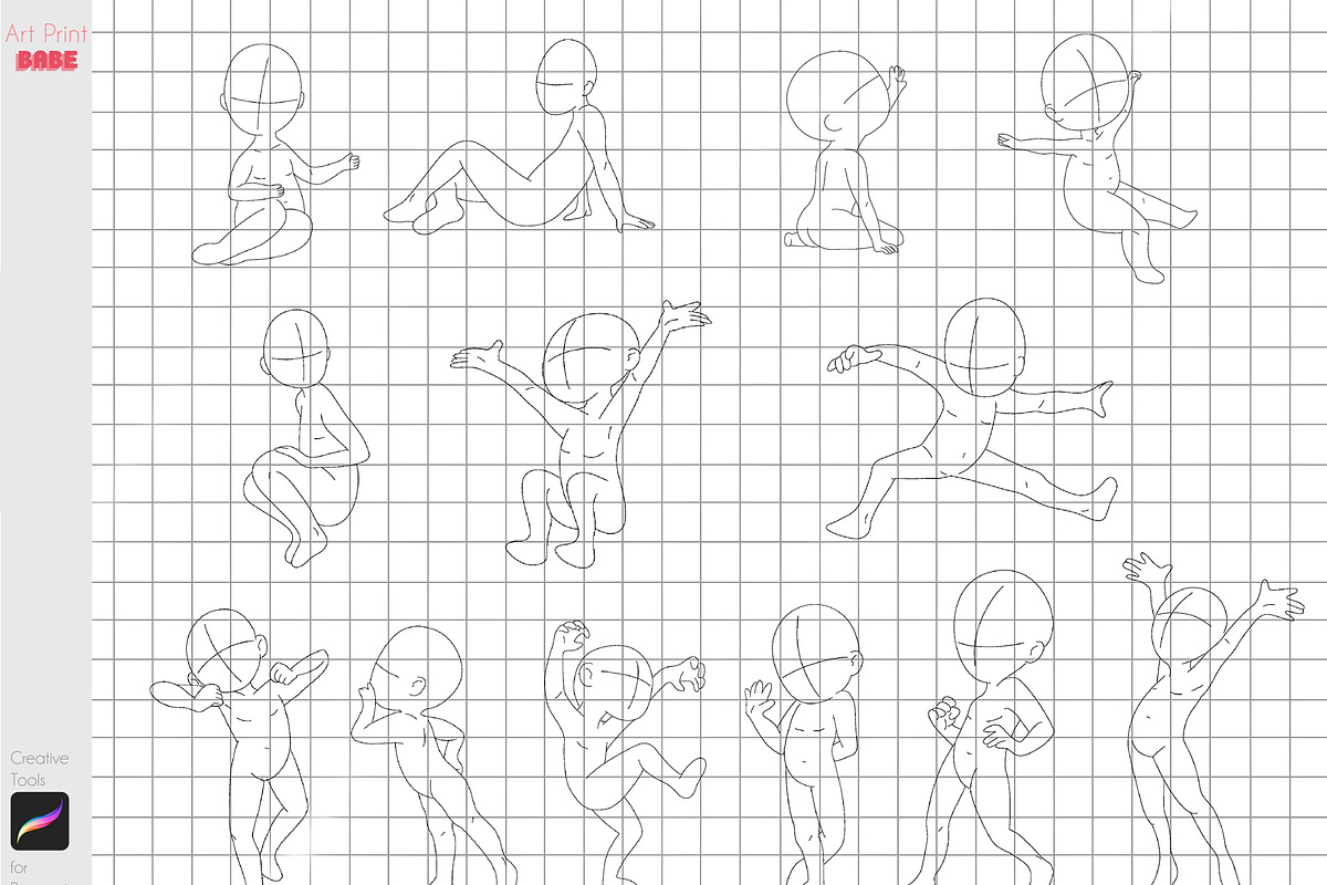 Procreate Children Poses Body Guides, a Brush Add-On by ArtPrintBabe (Photo 5 of 5)