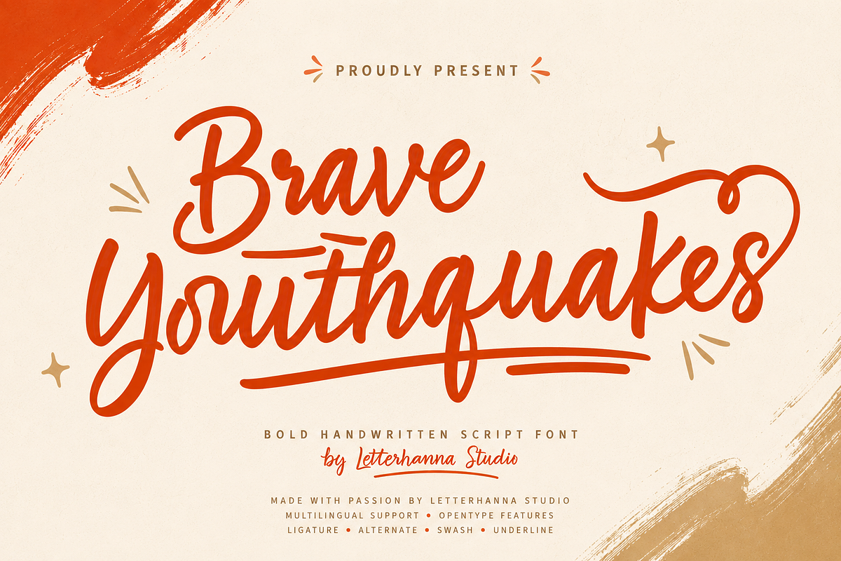 Brave Youthquakes Font, a Handwritten Font by Letterhanna Studio (Photo 1 of 18)