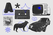 129 Vector Halftone Bitmap Shapes, a Background Graphic by softulka (Thumbnail 8 of 18)
