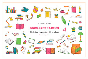 Books & Reading - Elements, Stickers