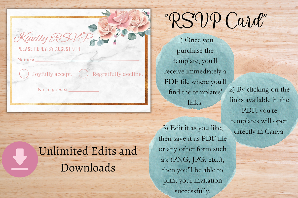 Floral Wedding Invitation Template, an Invitation Template by Talentex Invitations (Photo 4 of 4)