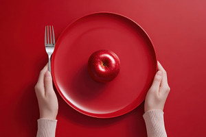 Hands holding a plate with apple, a Photo by Beautiful things