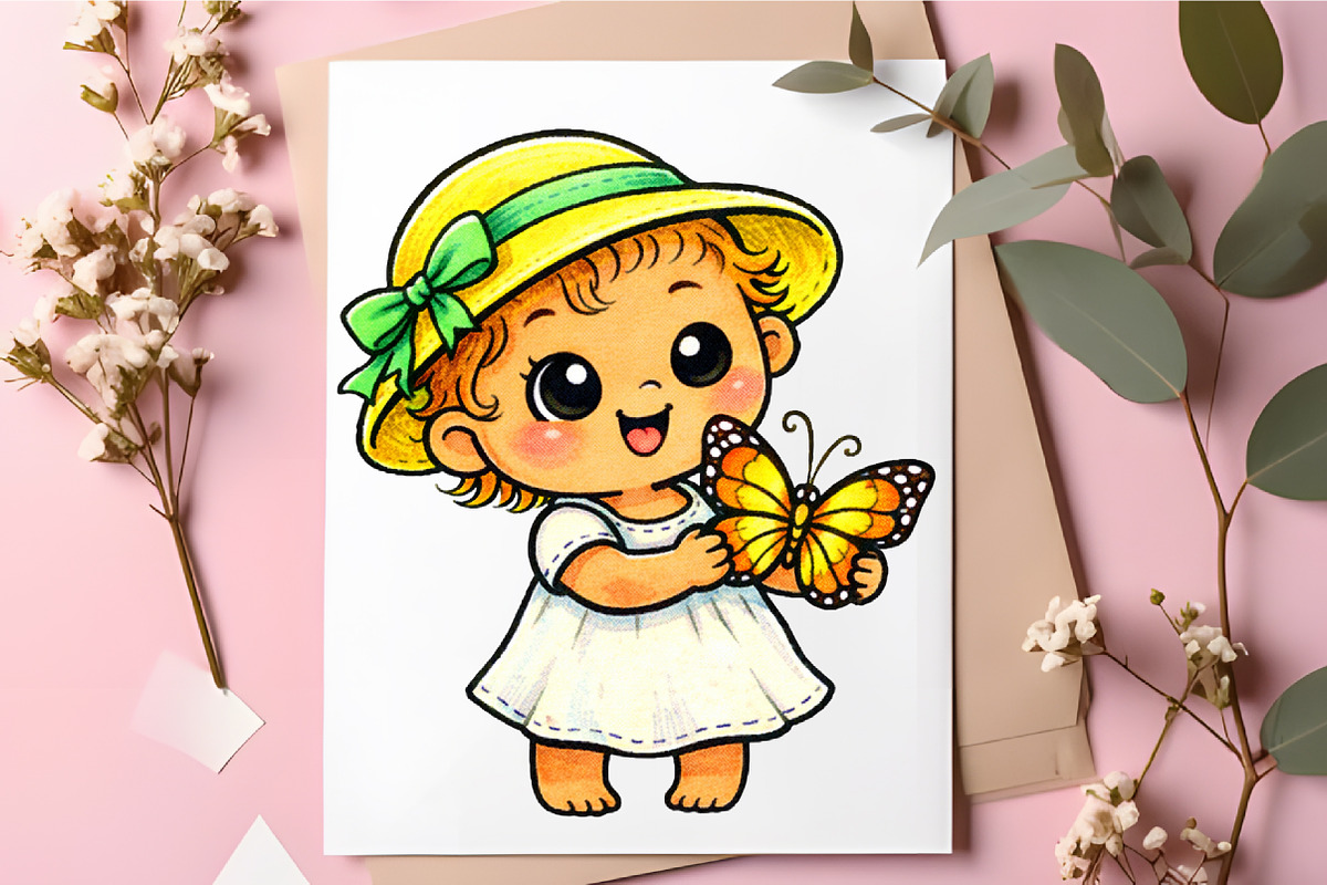 Watercolor Summer Cute Baby Girl PNG, an Illustration by RobertsArt (Photo 5 of 5)