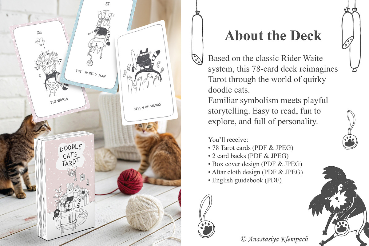 Doodle Cats Full Tarot Deck, an Illustration by Anastasiya Klempach (Photo 3 of 13)
