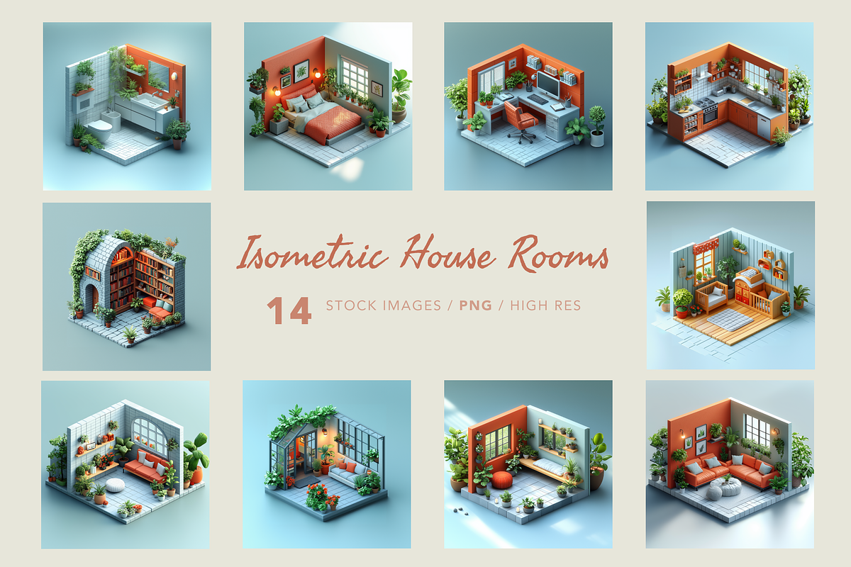 Isometric House Rooms, a Decorative Illustration by Picturesque Stories (Photo 1 of 6)