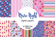 Movie Night Digital Paper, a Pattern Graphic by GlamArtZhanna (Thumbnail 1 of 4)