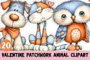 Valentine Patchwork Animal Clipart, a Graphic by CitraGraphics (Thumbnail 1 of 4)