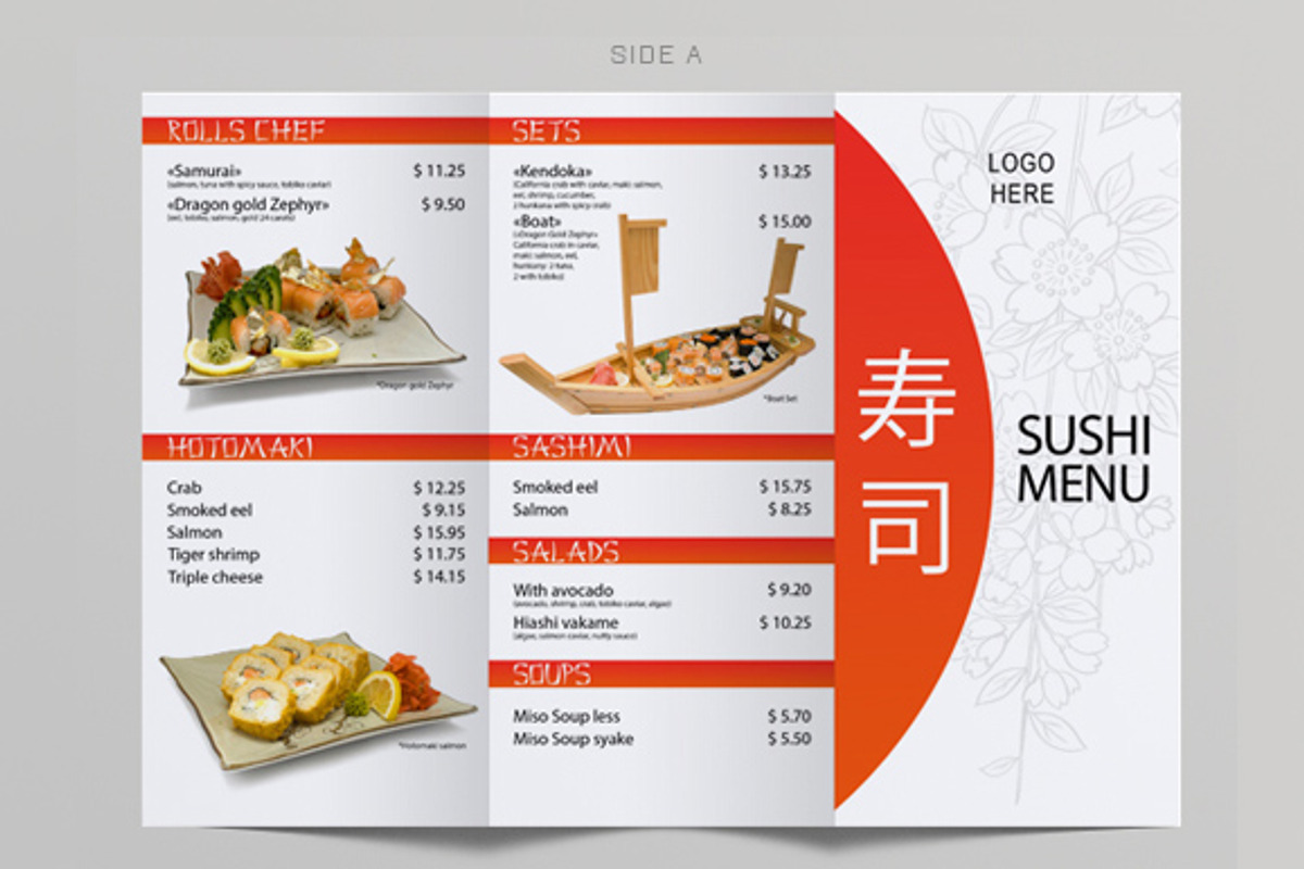 Tri-Fold Sushi Menu Template, a Brochure Template by ItemBridge (Photo 2 of 5)
