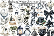 Black and White Christmas Clipart, a Seasonal Illustration by CitraGraphics (Thumbnail 1 of 9)