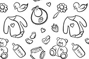 Baby things vector seamless pattern, a Pattern Graphic by Art By Silmairel (Thumbnail 1 of 2)