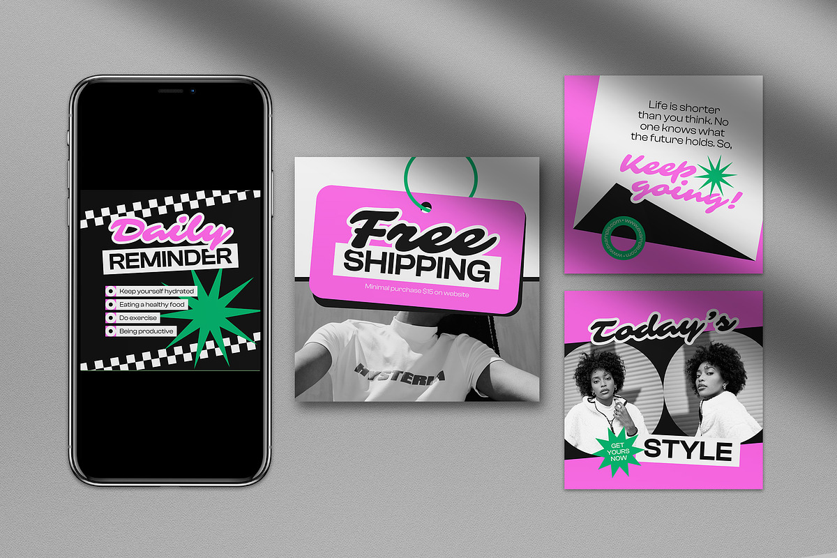 Pink Modern Fashion Instagram Pack, a Social Media Template by graphicook (Photo 3 of 5)