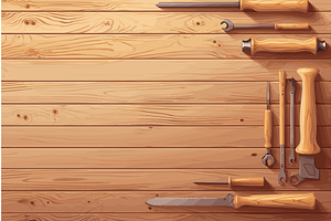 Wooden cartoon table with, an Illustration by LadadikArt