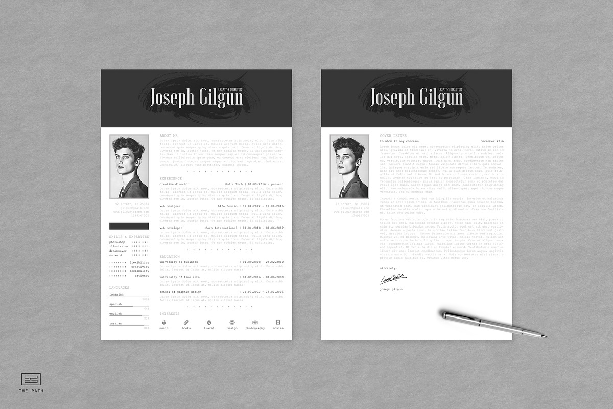 Minimalist Resume / CV Template, a Resume Template by The Path (Photo 2 of 4)