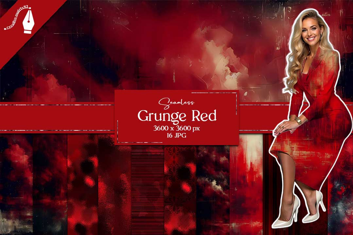 Grunge Royal Red Seamless Textures, a Texture Graphic by Creative Matrix82 (Photo 1 of 5)