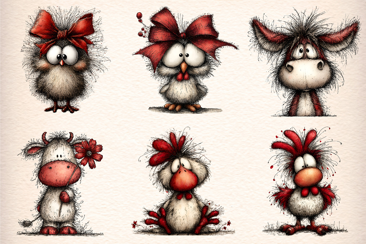 Quirky Farm Animals Clipart, an Illustration by Digital Artistic99 (Photo 3 of 9)