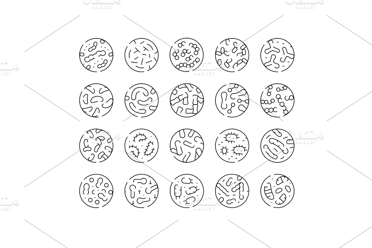 Various bacteria and microorganism, an Illustration by pikepicture