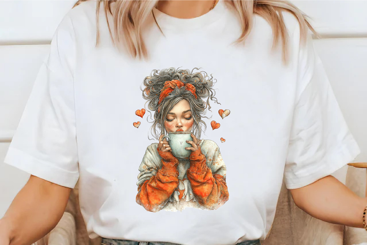 Whimsical Valentine Coffee Girl Clip, an Illustration by designcity5 (Photo 3 of 5)