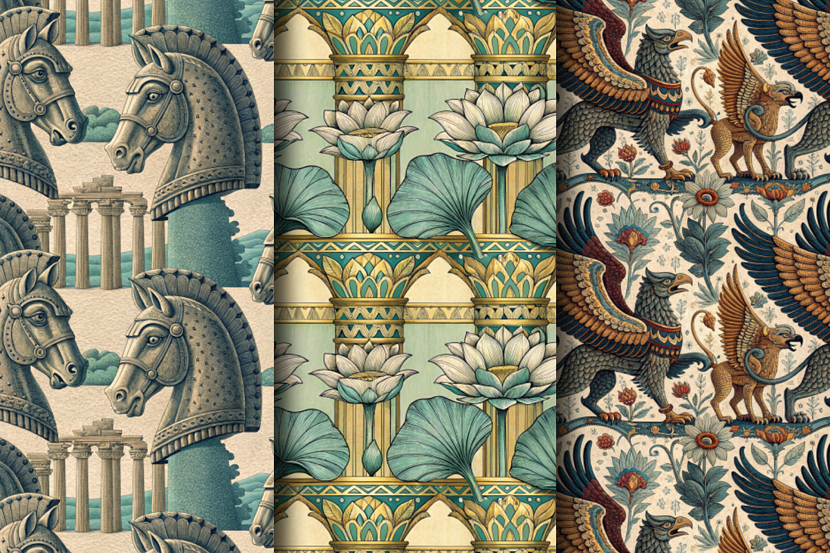Early world. Seamless pattern set., a Pattern Graphic by Designs by Helen Trupak (Photo 1 of 8)