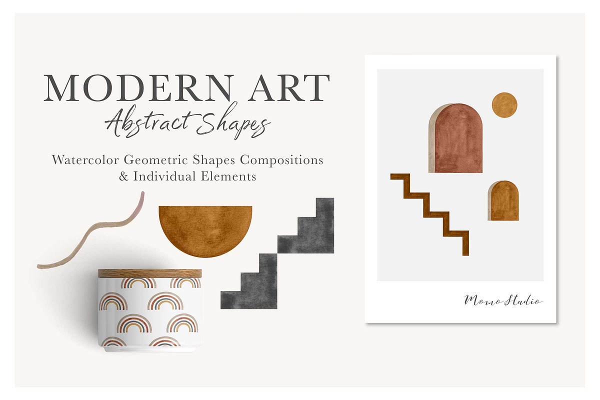 Watercolor Abstract Geometric Shapes, an Illustration by Momo Studio (Photo 1 of 6)