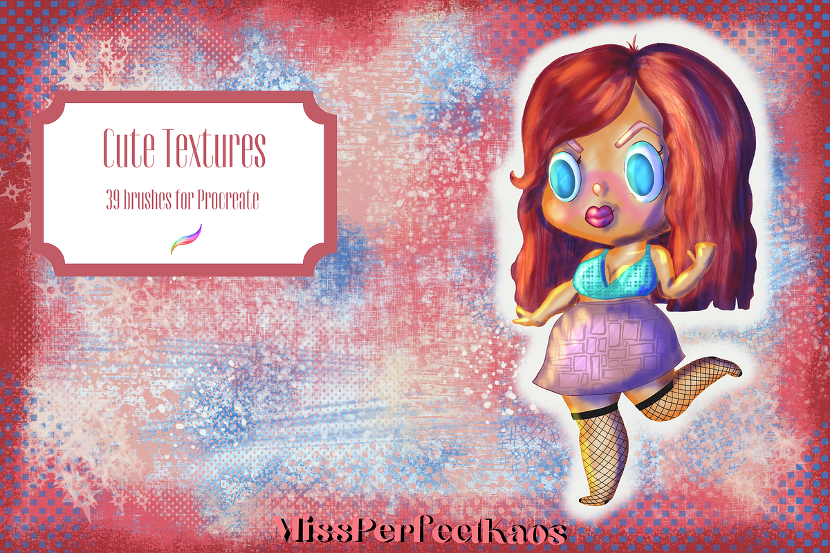 Cute Textures, 39 Procreate Brushes, a Brush Add-On by MissPerfectKaos (Photo 1 of 6)