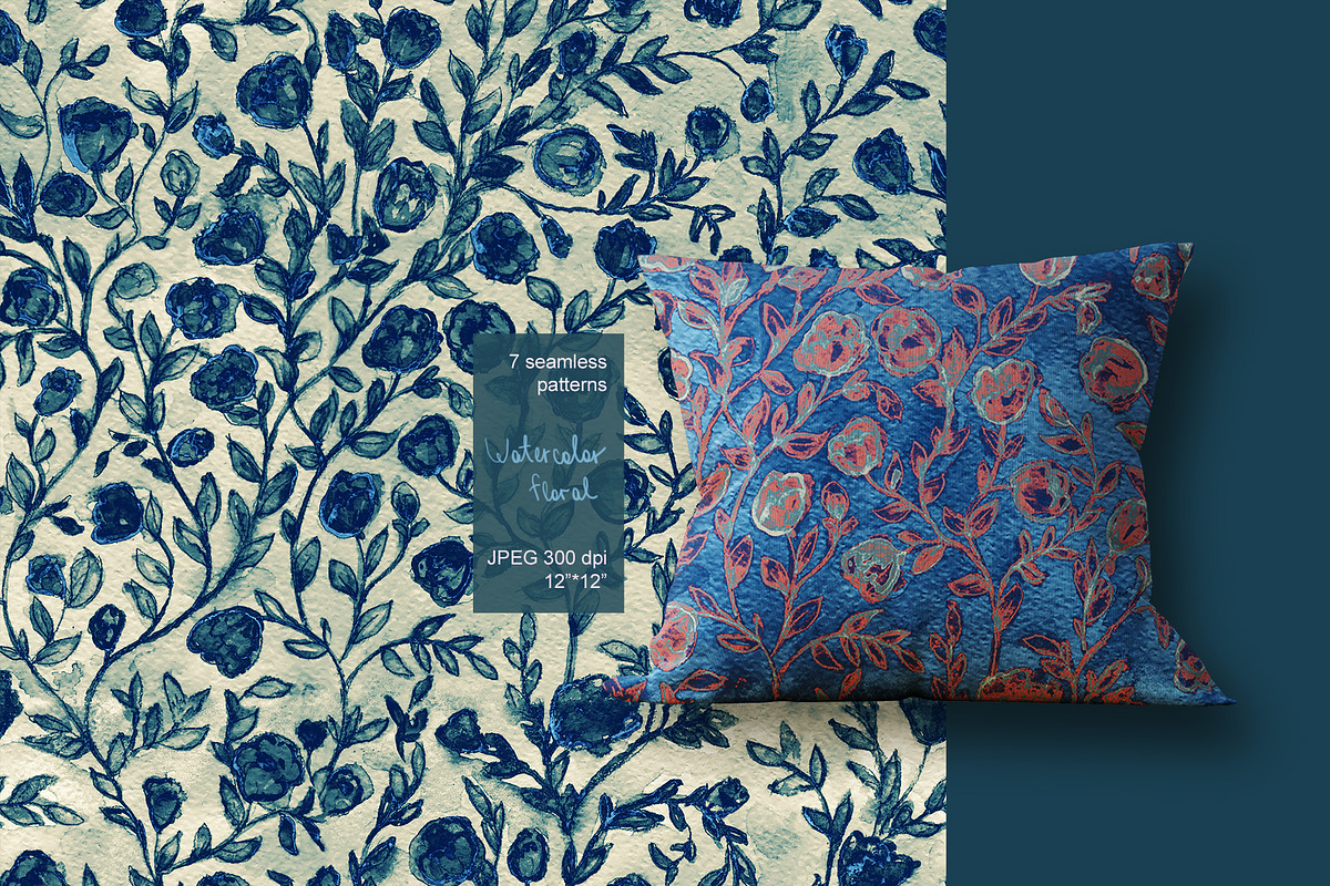 Shabby floral seamless watercolor, a Pattern Graphic by PatternsBlooming (Photo 2 of 7)