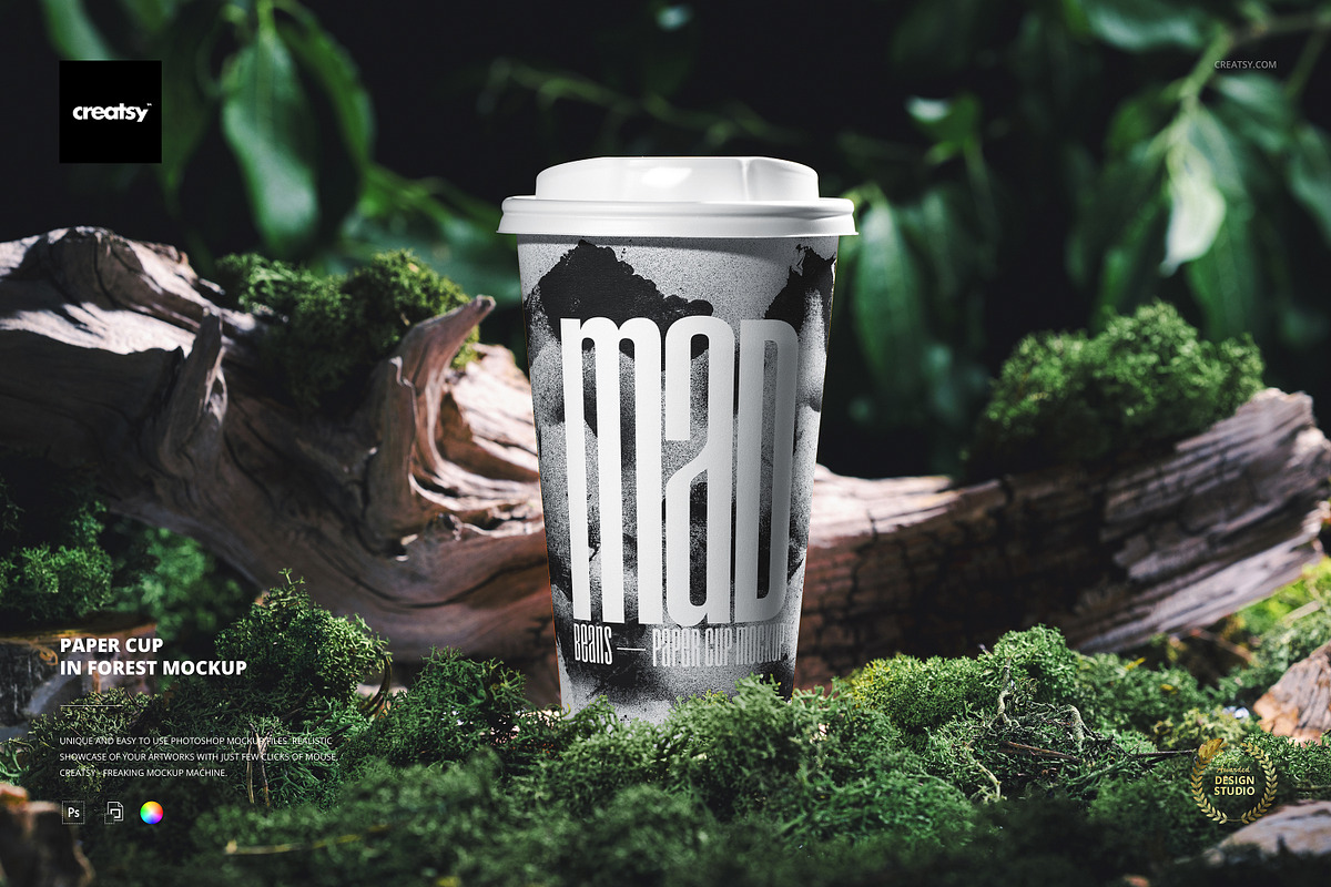 Paper Cup in Forest Mockup, a Packaging Mockup by creatsy5 (Photo 1 of 3)