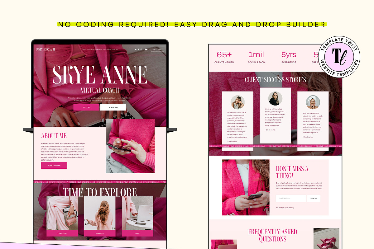 Bold Pink Faceless Coaching Template, a Squarespace Template by Template Twist Shop (Photo 7 of 10)